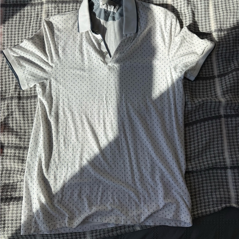 Ted Baker London Light Gray Polo with Subtle Dot Print